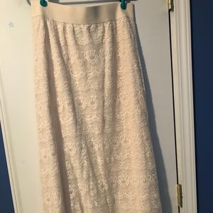 Cream Lace Maxi Skirt